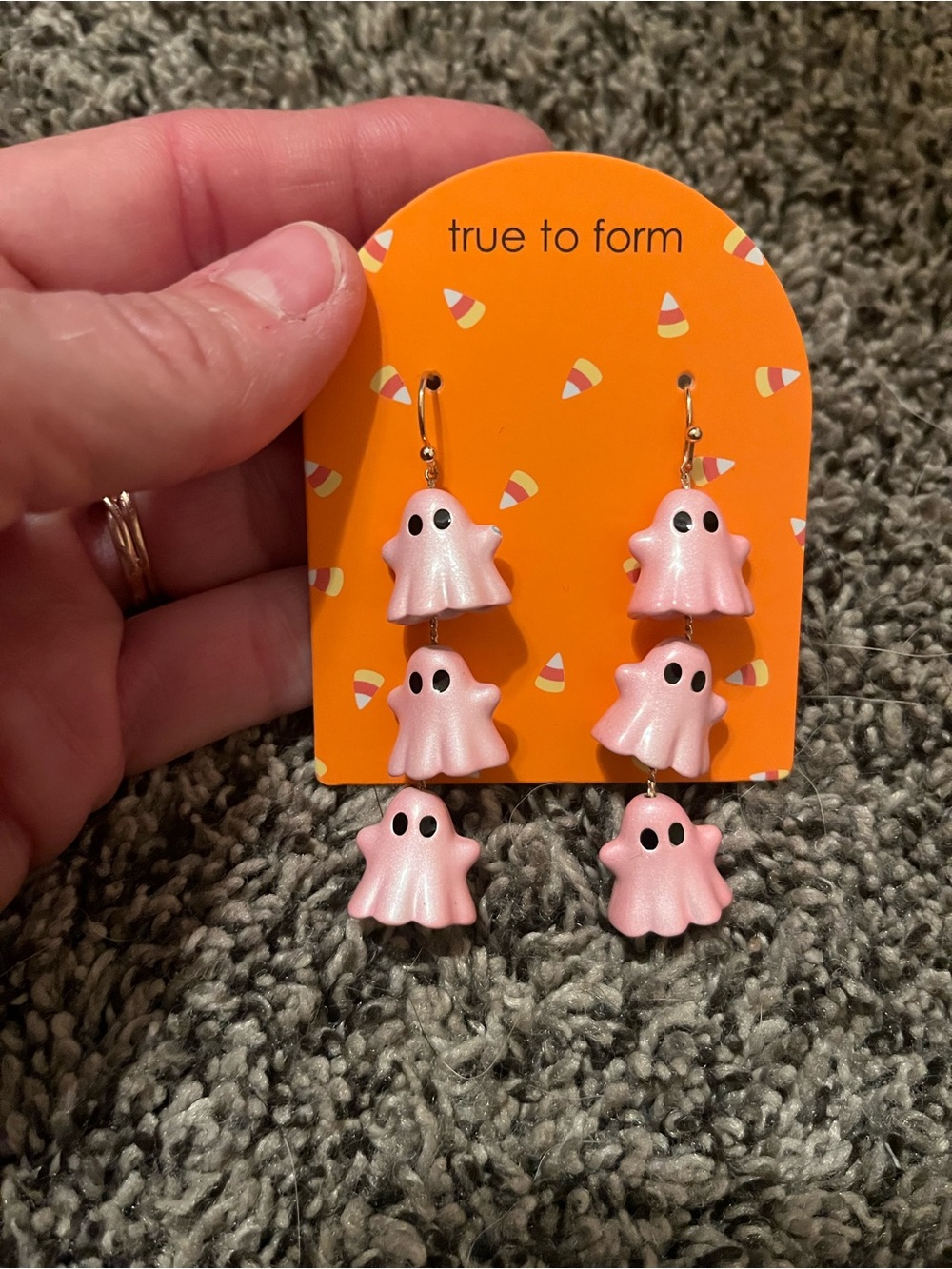 True to Form Halloween pink ghost earrings